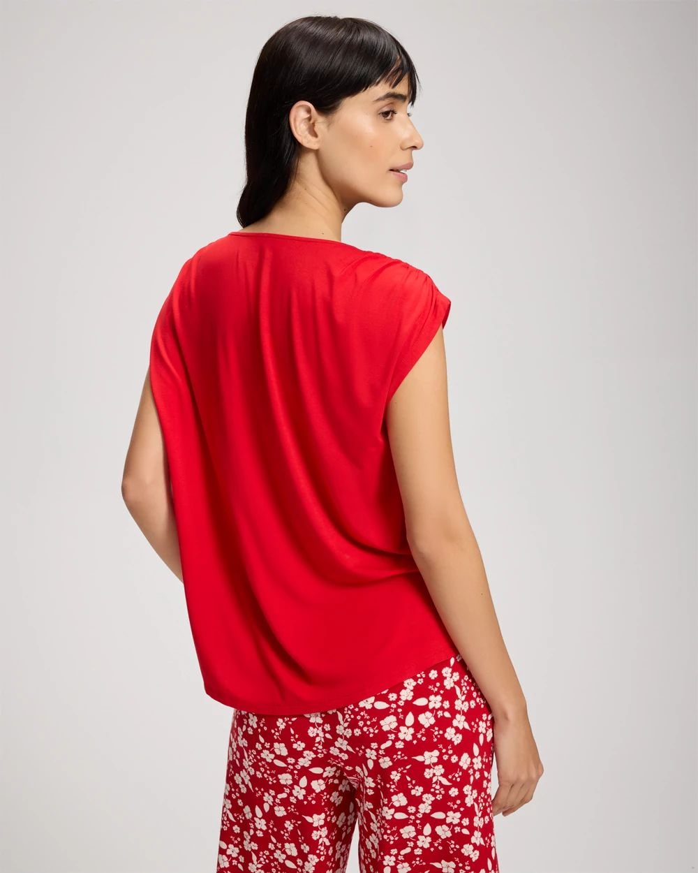 Rouched Short-Sleeve Pajama Tee click to view larger image.