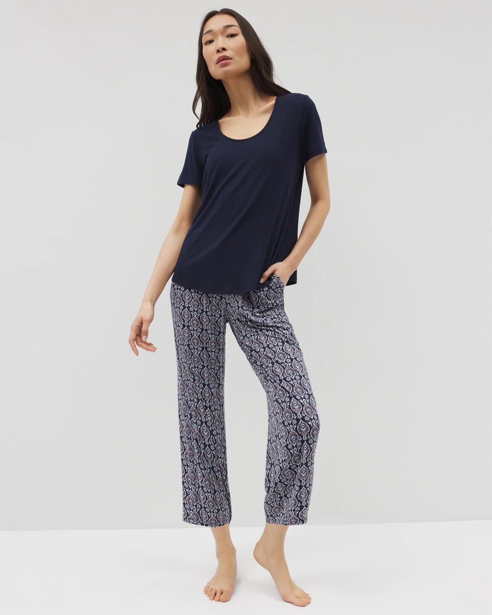 Cool Nights Short-Sleeve + Cropped Pants Pajama Set