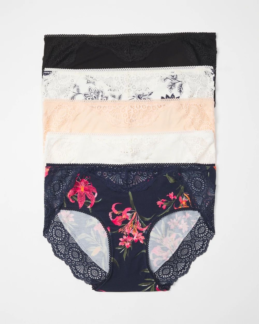 Hipster Panty with Crochet Lace Waist 5 Pack