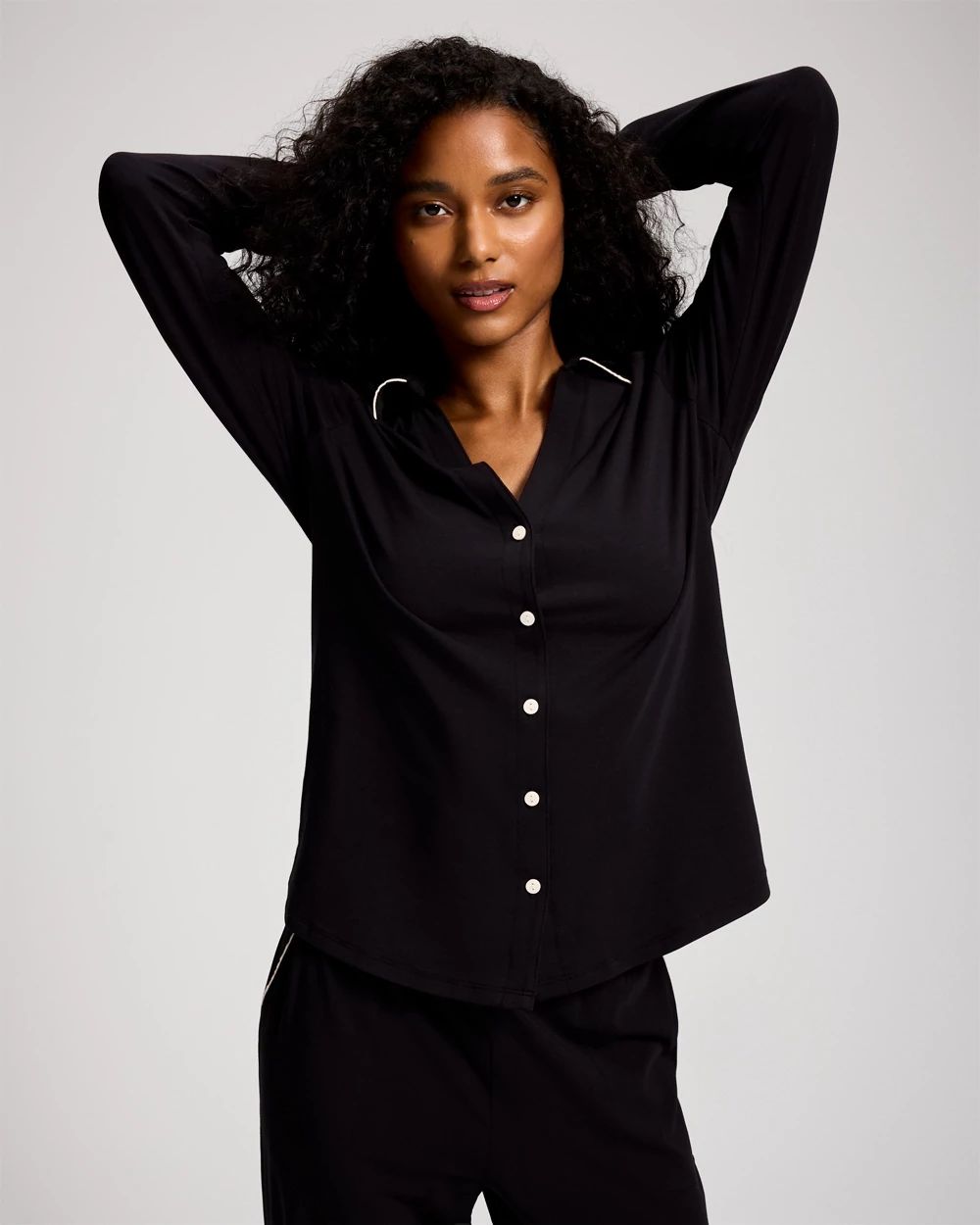 Embraceable Long-Sleeve Notch Collar Pajama Top