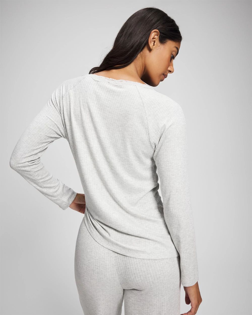 Pointelle Long Sleeve Pajama Top click to view larger image.