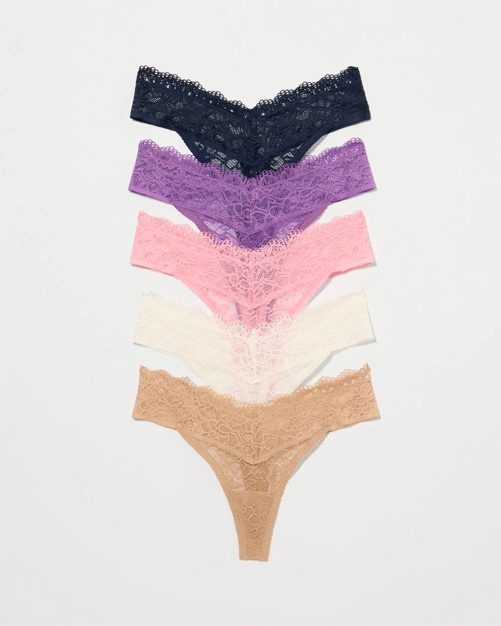 Thong Panty with Enchanting Lace 5 Pack