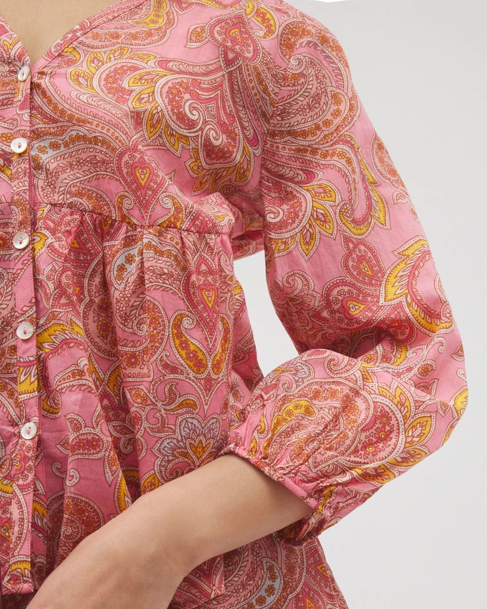 Cotton Voile Long Sleeve Pajama Top