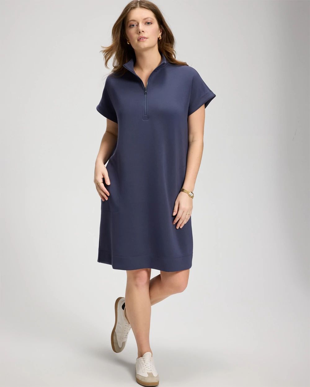Modern Modal Quarter-Zip Short Sleeve Lounge Dress