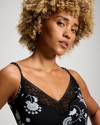Bold Floral Lace Chemise with Shelf Bra click to view larger image.