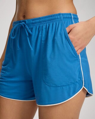 Solid Piped Pajama Shorts click to view larger image.