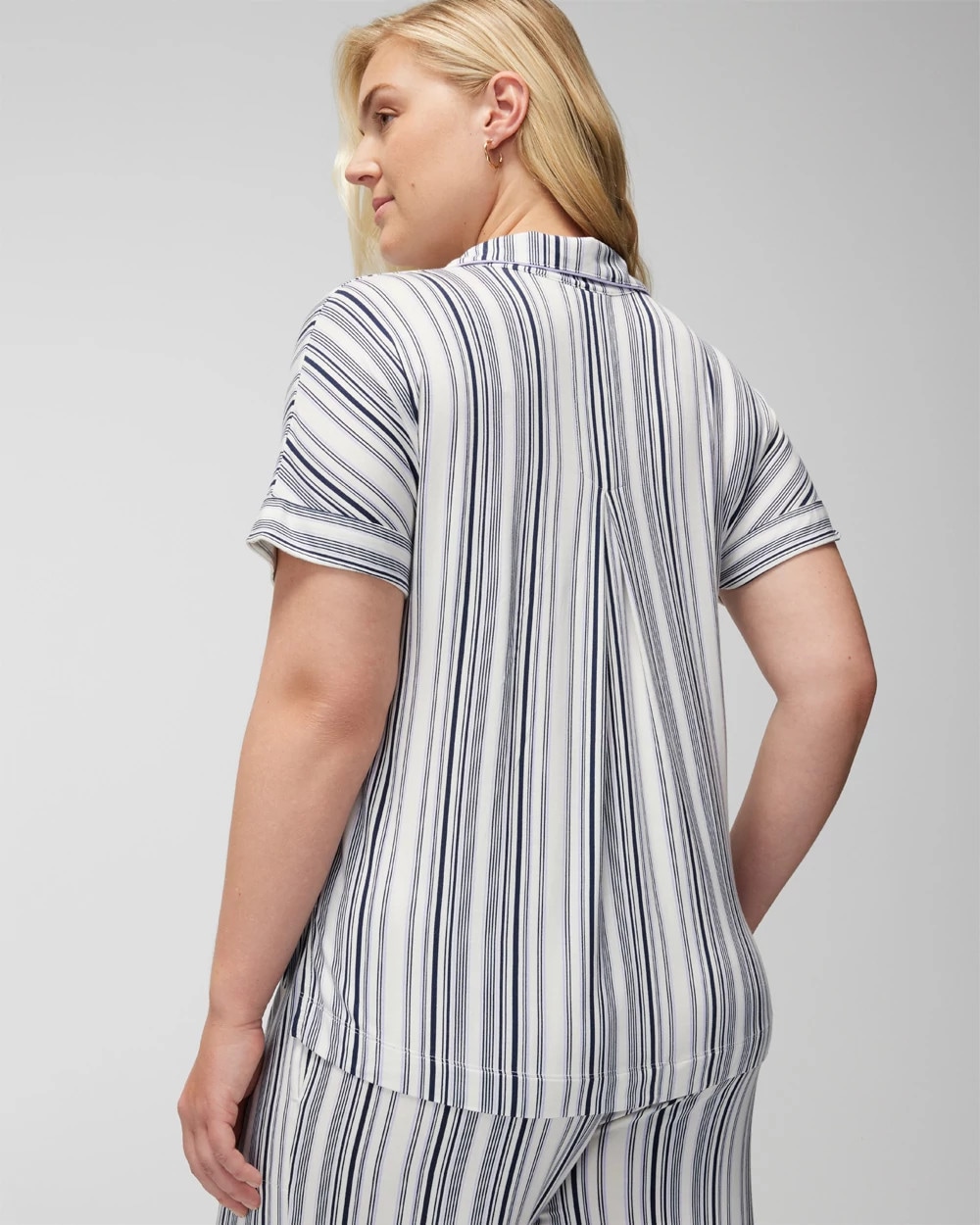 Split-Neck Short-Sleeve Pajama Tee