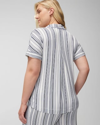Split-Neck Short-Sleeve Pajama Tee