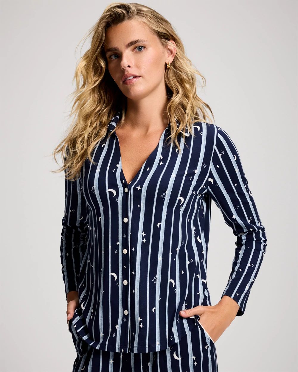 Embraceable Long-Sleeve Notch Collar Pajama Top