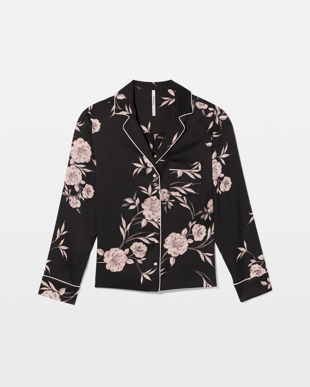 Long-Sleeve Notch Collar Pajama Top click to view larger image.