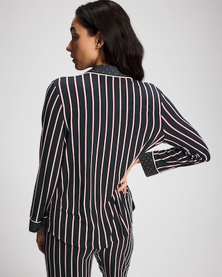Cool Nights Long Sleeve Notch Collar with Piped Placket Pajama Top click to view larger image.