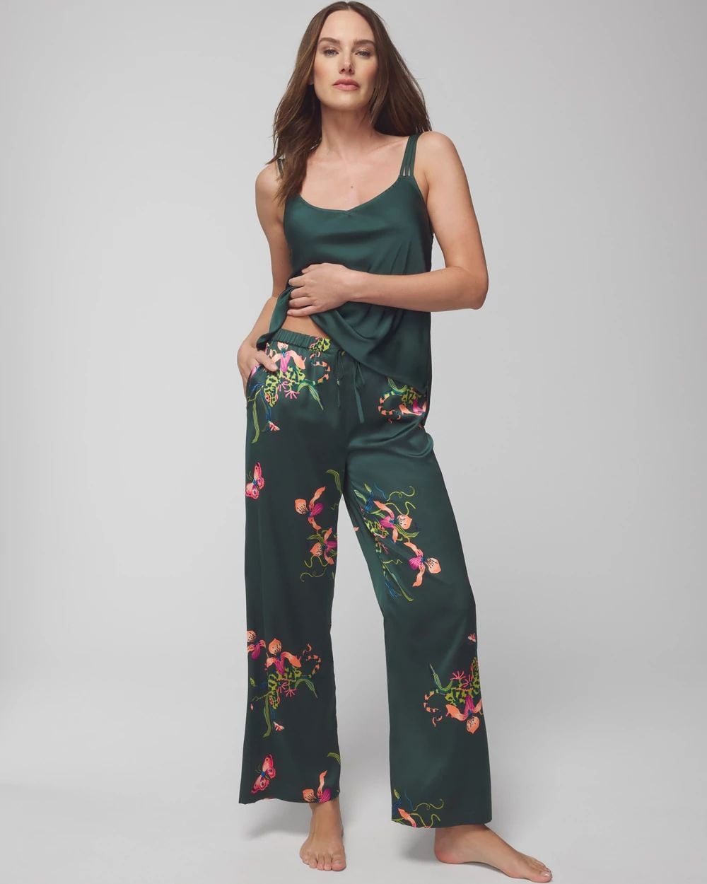 Satin Wide-Leg Pajama Pants