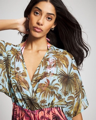 Bleu Rod Beattie White Lotus Chiffon Cover Up Dress click to view larger image.