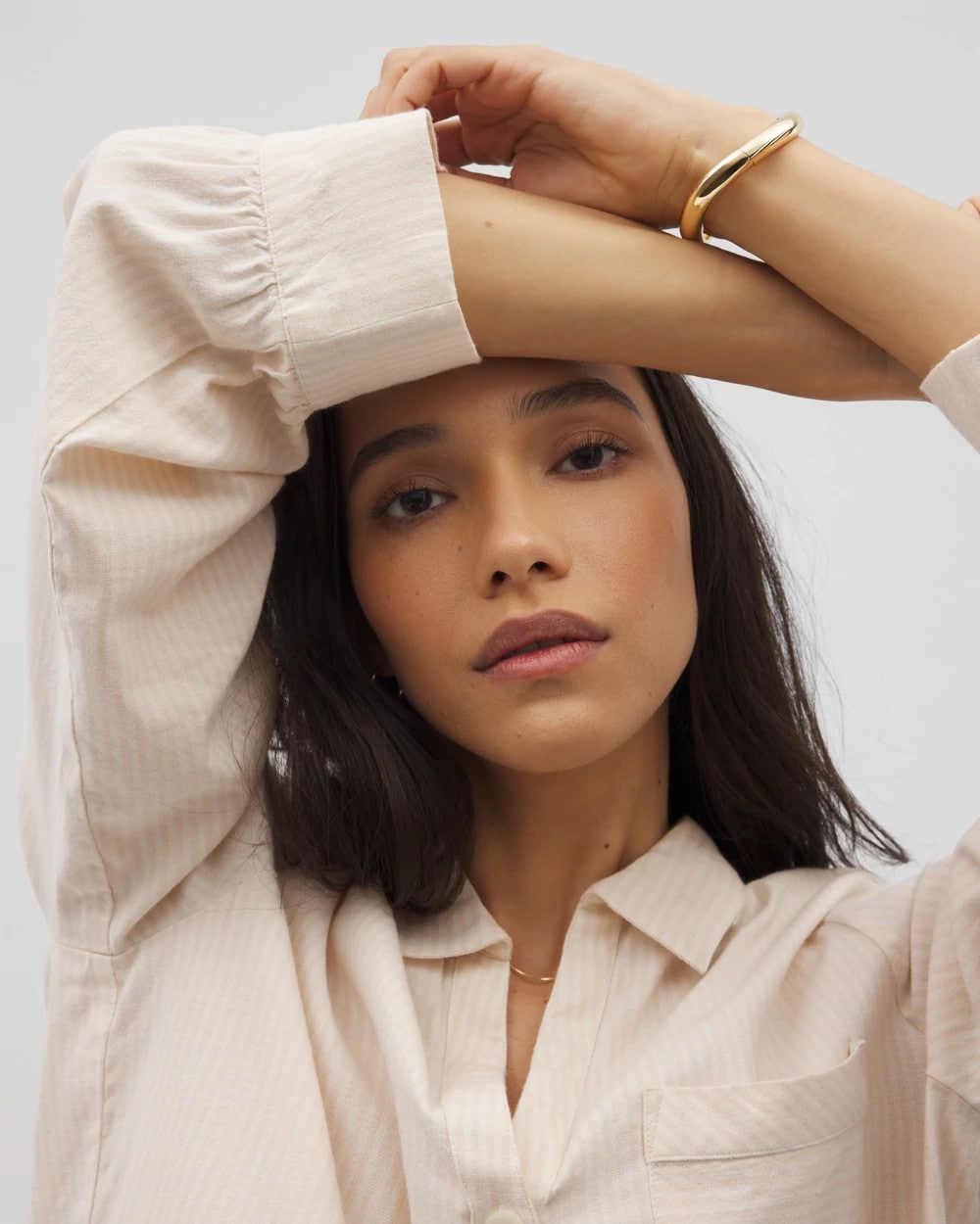 Beach Cotton Long Sleeve Button-Up