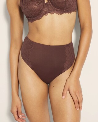 High-Waist Thong Panty With Lace