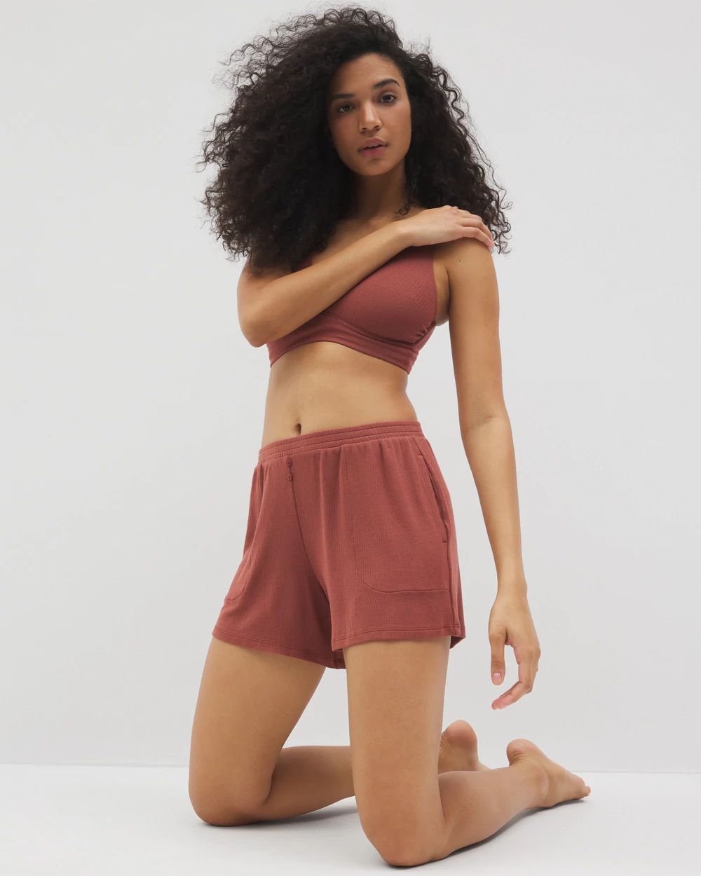 Lightweight Rib Knit Pajama Shorts
