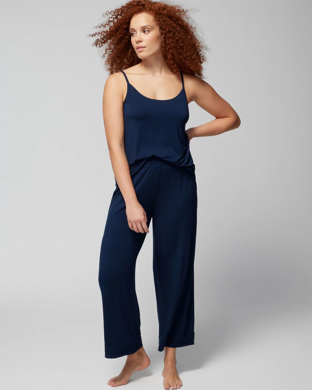 Pintuck Wide-Leg Pajama Pants