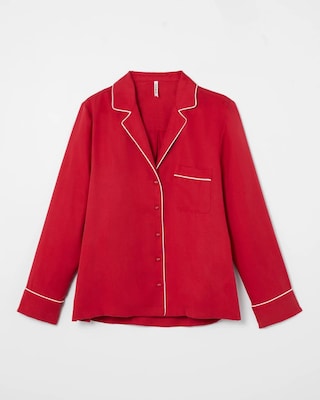 Long-Sleeve Notch Collar Pajama Top click to view larger image.