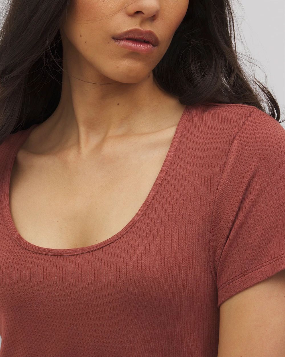 Lightweight Rib Knit Short Sleeve Pajama Tee