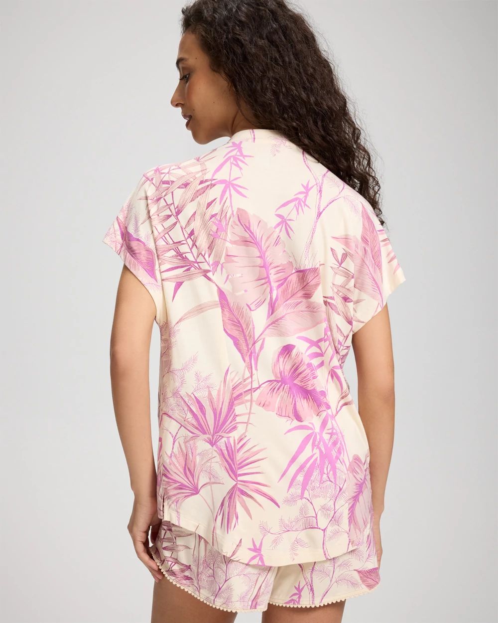 Mandarin Collar Short Sleeve Pajama Top click to view larger image.
