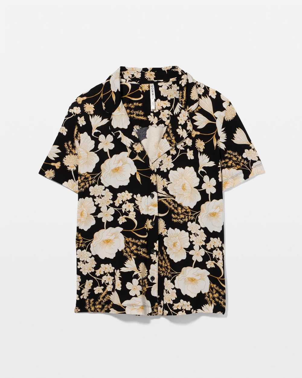 Short Sleeve Notch Collar Pajama Top click to view larger image.