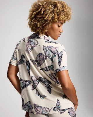 Short Sleeve Notch Collar Pajama Top click to view larger image.