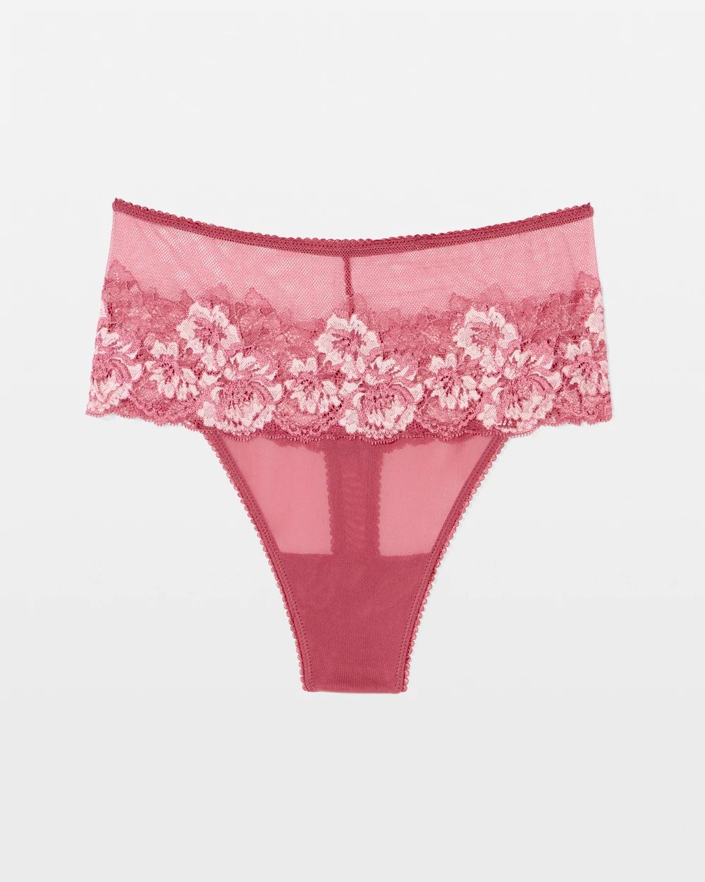 Romantic Lace High-Waist Thong Panty click to view larger image.