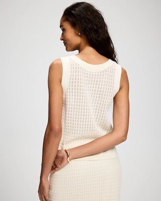 Cotton Pointelle Sweater Tank click to view larger image.