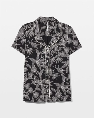 Piped Short Sleeve Notch Collar Pajama Top click to view larger image.