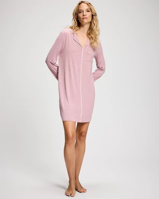Piped Long-Sleeve Sleepshirt click to view larger image.