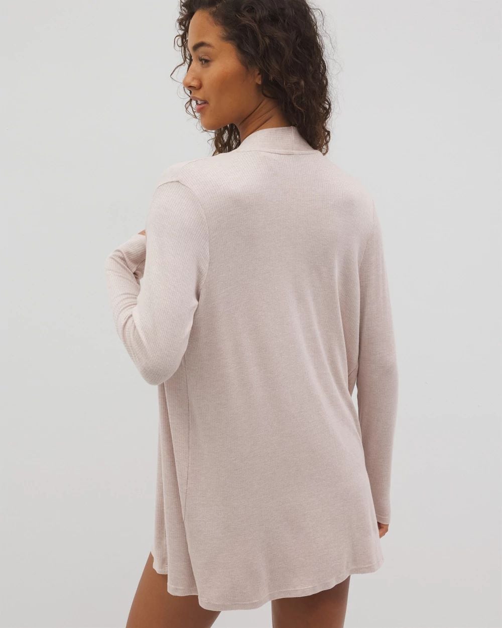 Lightweight Rib Knit Long Sleeve Wrap