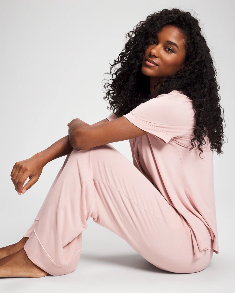 Cool Nights Solid Piped Pajama Pant
