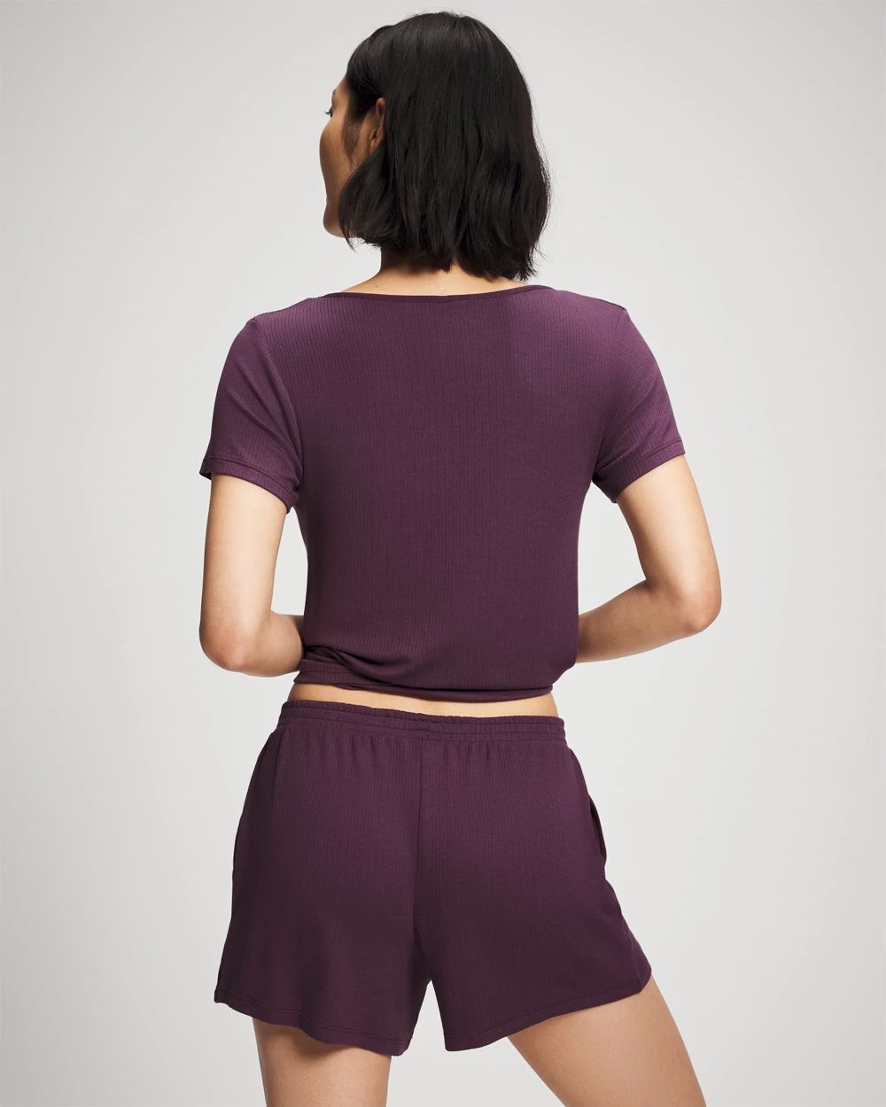 Lightweight Rib Knit Pajama Shorts click to view larger image.