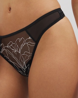 Linework Metallic Embroidered Thong Panty click to view larger image.