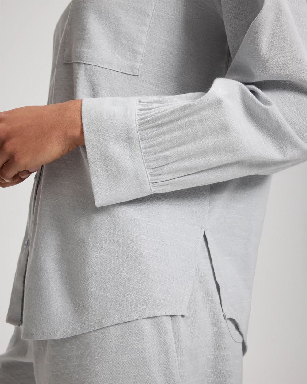 Beach Cotton Long Sleeve Button-Up