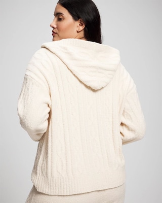 Cable Knit Plush Hoodie click to view larger image.