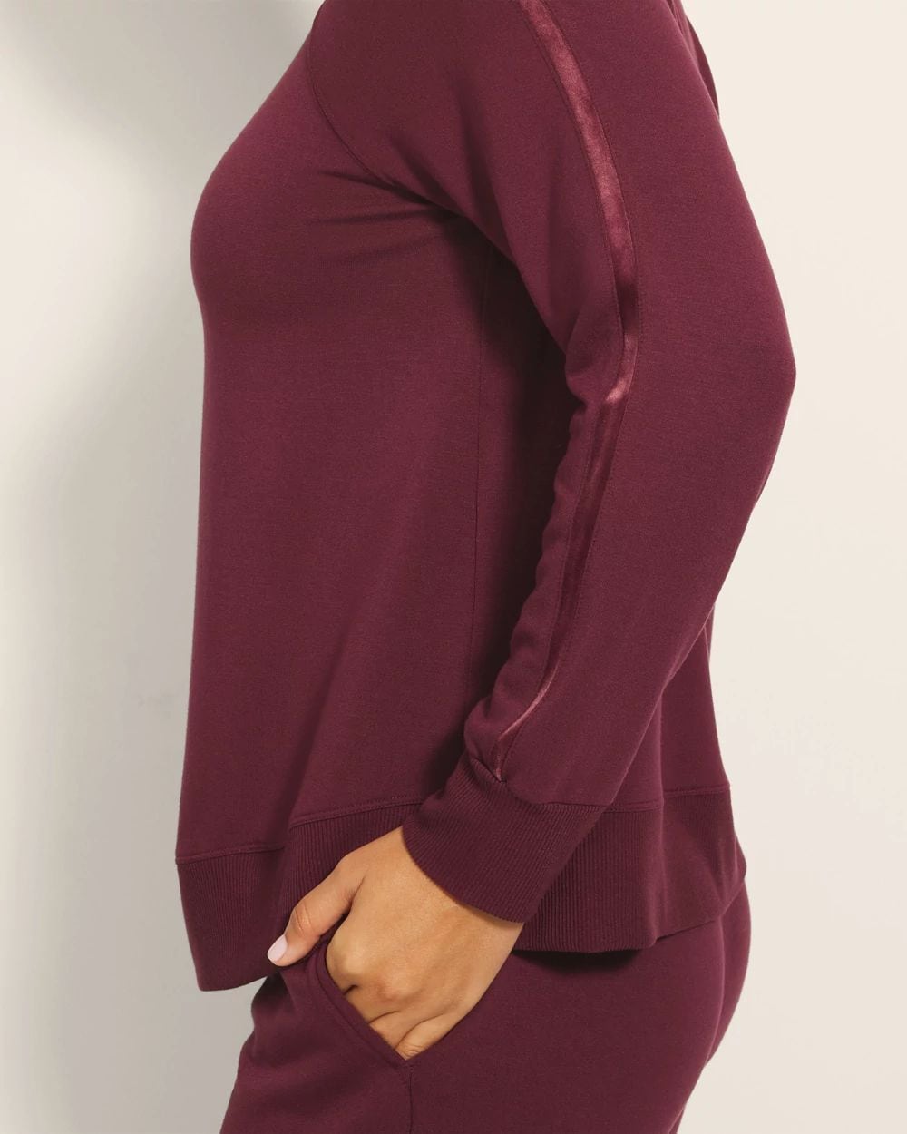 Ultra Soft Fleece Velour Trim Crewneck