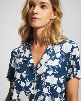 Short Sleeve Notch Collar Pajama Top click to view larger image.