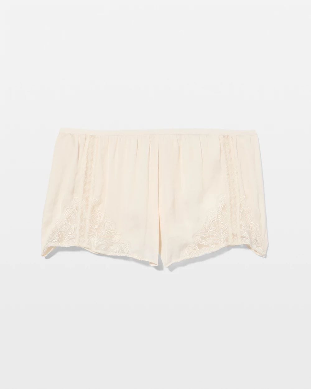 Crinkle Satin + Embroidery Tap Shorts click to view larger image.