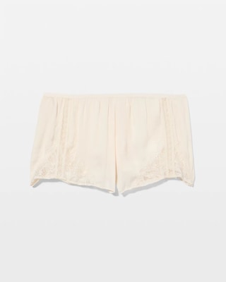 Crinkle Satin + Embroidery Tap Shorts click to view larger image.