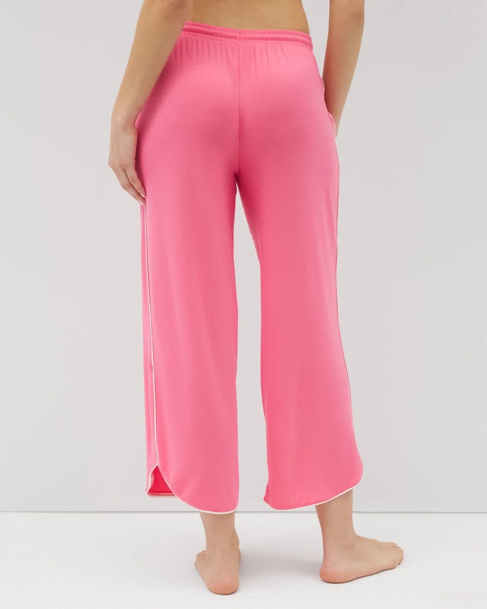 Cool Nights Solid Piped Crop Pajama Pant