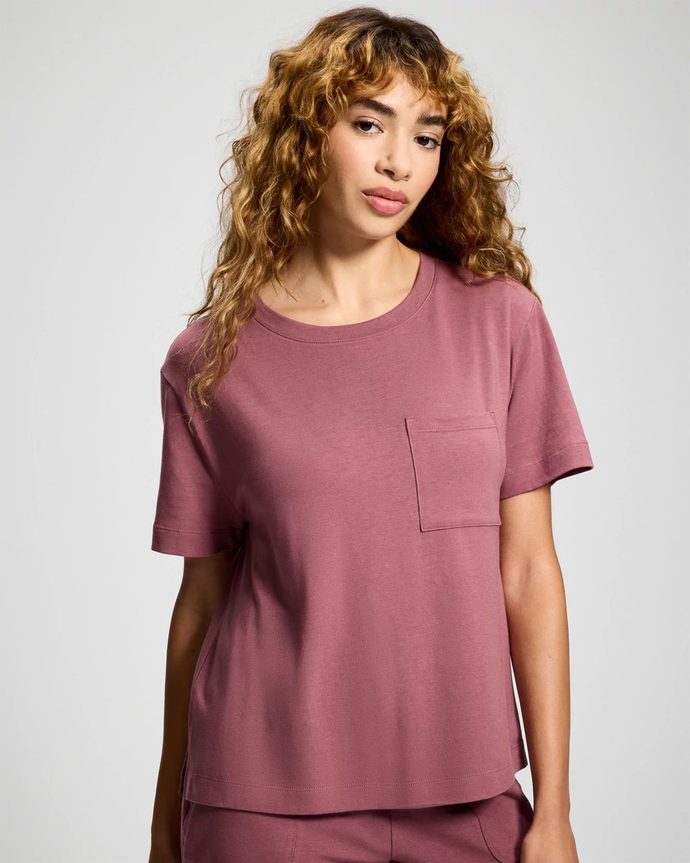Most Loved Cotton Short-Sleeve Pocket Pajama Tee