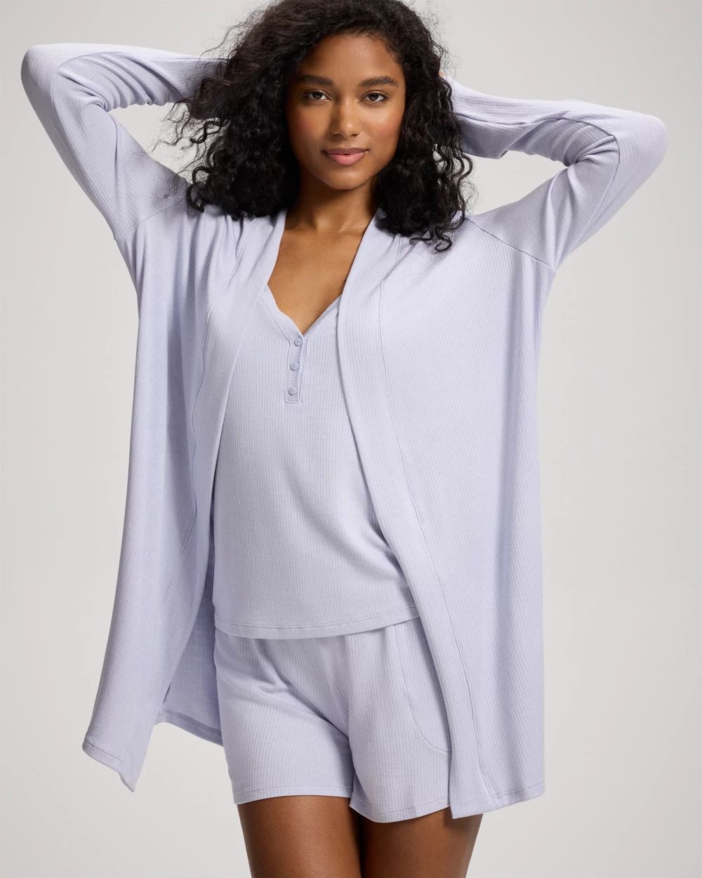 Lightweight Rib Knit Long Sleeve Wrap