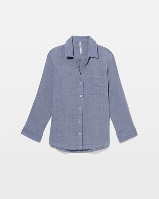 Long Sleeve Notch Collar Pajama Top click to view larger image.