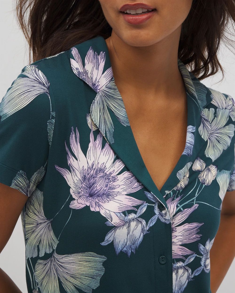 Cool Nights Short Sleeve Notch Collar Pajama Top