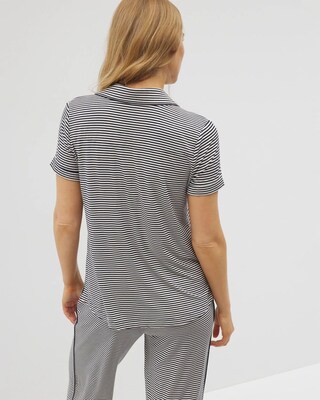 Piped Short Sleeve Notch Collar Pajama Top click to view larger image.