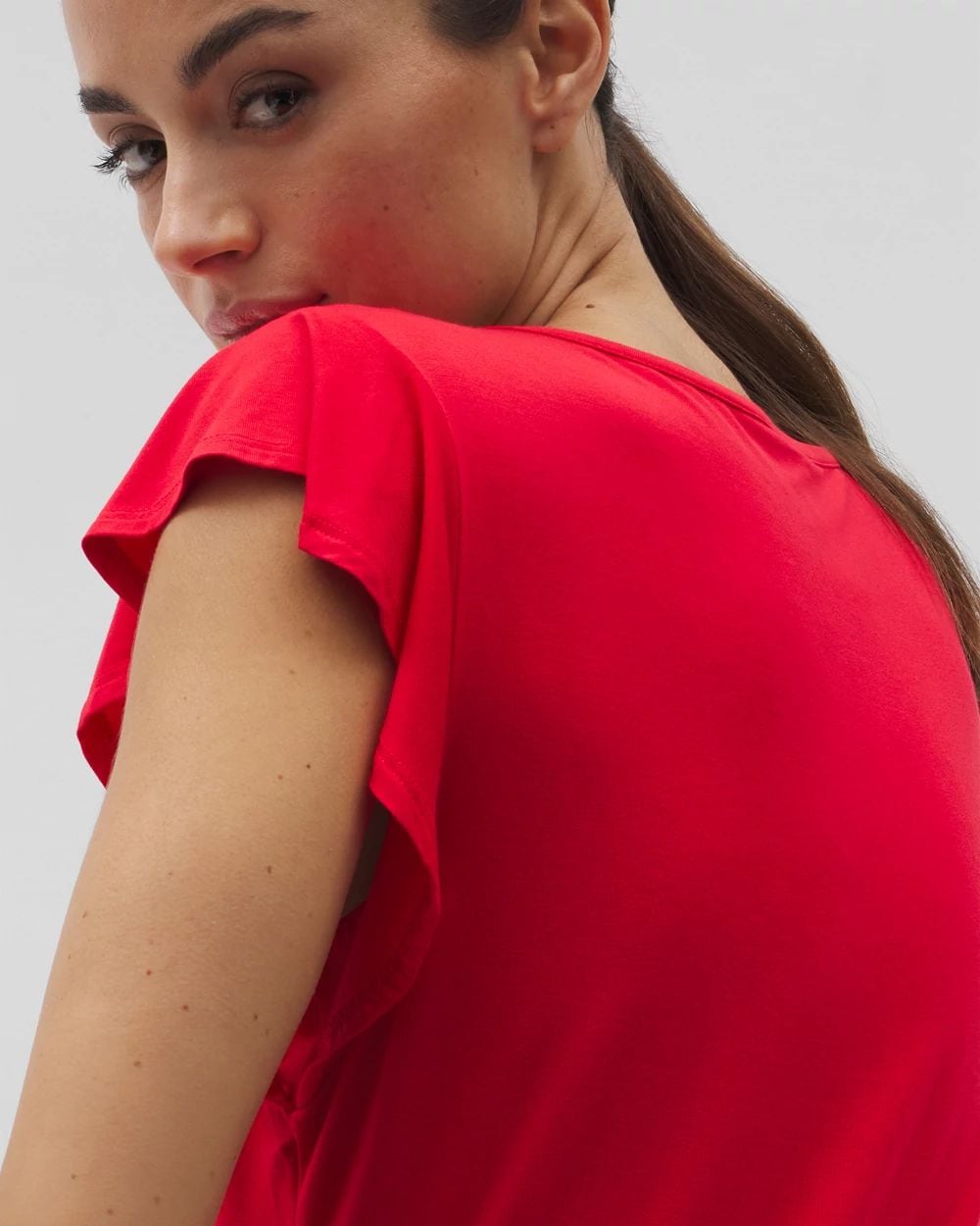 Cool Nights Short-Sleeve Flutter Pajama Top
