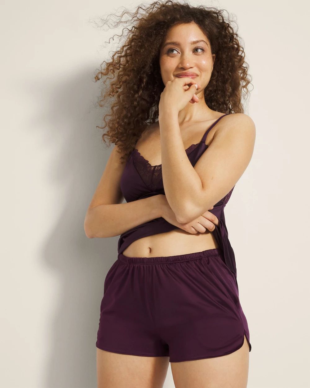 Stretch Luster Knit Pajama Shorts