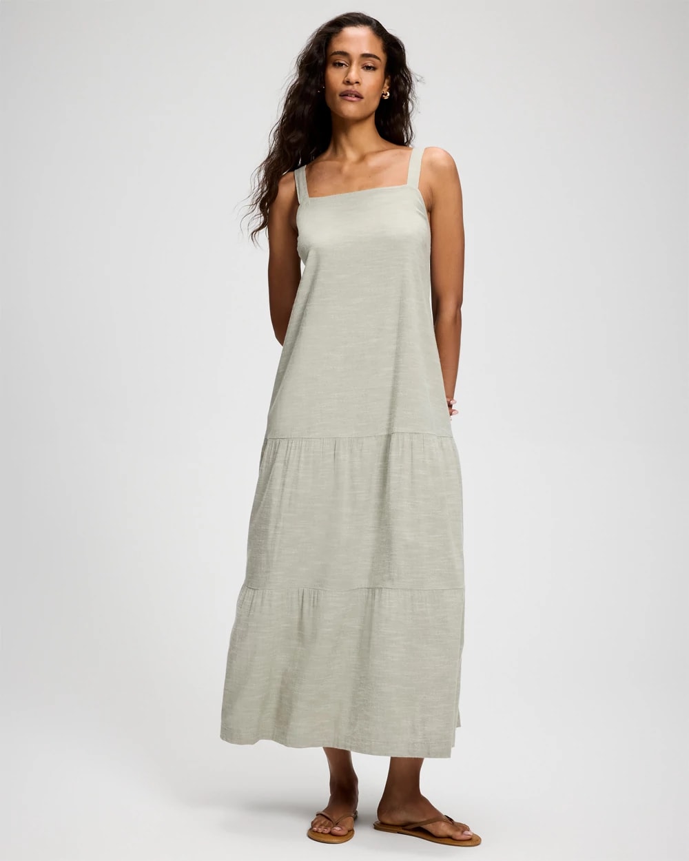 tiered maxi beach dress AOOCHASLIY Sun Dresses for Women Beach Bohemian Spaghetti Strap Smocked Tiered Long Beach Sun Dresses Sleeveless Solid Maxi Dress