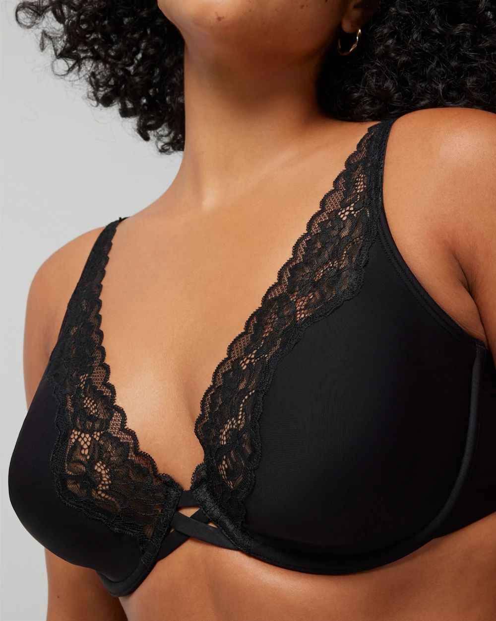Soma Essentials Plunge Unlined Bra with Lace Trim